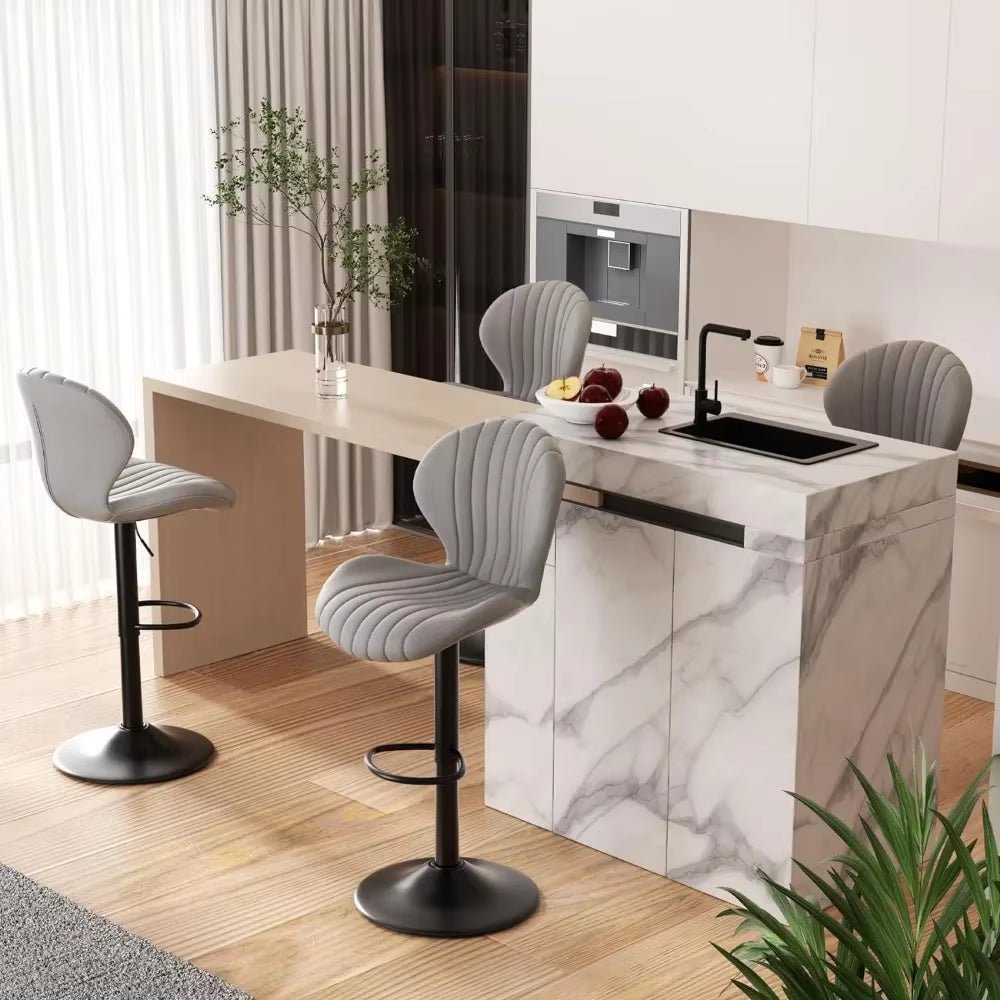 Bar Stool Set of 4: Modern Swivel Bar Chairs with High Backrest
